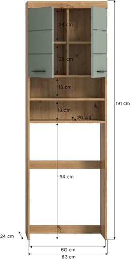 xonox.home wasmachine-overkast Scout Artisan eiken imitatie (B/H/D: 63x191x24 cm) — thumbnail 3