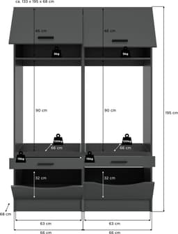 xonox.home Free wasmachine-ombouwset (B/H/D: 133x195x68 cm) in antraciet imitatie — thumbnail 5