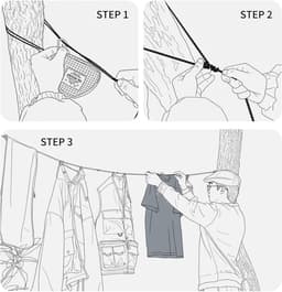 Camping Waslijn - Draagbare Waslijn - Kleding Drogen - Reflecterende Kralen - 10 Meter - Zwart — thumbnail 5