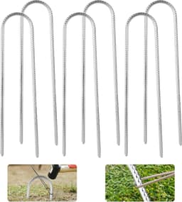 Set van 6 Grondankers van Gegalvaniseerd Staal, 30 cm, Robuuste U-Vormige Haringen voor Tent, Trampoline en Campingbevestiging — thumbnail 1