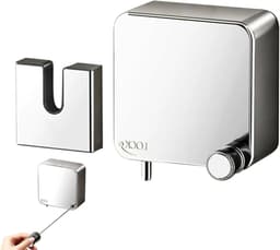 Uittrekbare Waslijn - Wand Waslijn - Kleding Drogen - Roestvrij Staal - 3.5 Meter - Zilver — thumbnail 1
