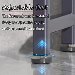 Opbergrek boven de wasmachine, ruimtebesparend opbergrek voor wasmachine en droger, robuust rek, verstelbare antislipvoetjes, ruimtebesparend, met zijhaken, voor de badkamer — thumbnail 2