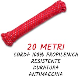 Gekleurde Waslijn - Sterk Koord - Buiten en Binnen - Vuilafstotend en Roestvrij - 20 Meter - Rood — thumbnail 4