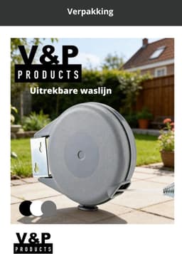V&P Products® Uittrekbare Waslijn 15 Meter – Flexibele Roldrooglijn voor Binnen en Buiten – Inclusief Bevestigingsmateriaal - Grijs — thumbnail 4