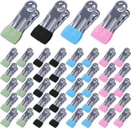 40 Stuks Rvs Wasknijpers Multifunctionele Antislip Metalen Clips Voor Kousen, Handdoeken en Voedselverpakking (Blauw, Zwart, Groen, Roze) — thumbnail 1