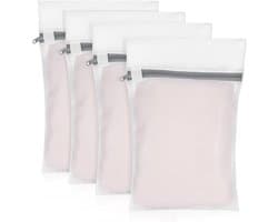 Set van 4 netwaszakken voor wasmachine, 30 x 20 cm, ideaal voor ondergoed, lingerie en sokken, wasnetten met ritssluiting