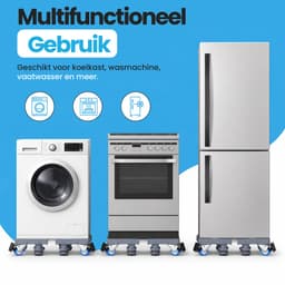 RaviSoll Wasmachine Verhoger – Universeel & Verstelbaar – Anti-Vibratie & Geluidsdempend – Met Remwieltjes – Max. 68x68cm – Voor Wasmachine, Droger & Koelkast – RVS Frame — thumbnail 2
