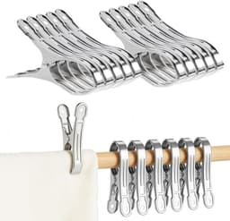 Set van 10 Handdoek Klemmen 13cm voor Strandstoelen, Rvs Handdoek Klemmen, Grote Wasknijpers en Badhanddoeken — thumbnail 1