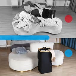 Wasmand Wasmand Met Deksel – 100L Grote Opslagcapaciteit – Opvouwbare Waszak Van Oxford Stof – Bamboe Wasbox Met Handgreep – Met Uitneembare & Wasbare Binnenzak – Grijs/Zwart – Voor Slaapkamer, Badkamer & Wasruimte — thumbnail 5