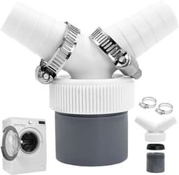 Wasmachine Dubbele Aansluiting - Y-Afvoer Adapter - Y Stuk Afvoer - inlaat 18-24 mm, afvoer DN40 Ø 40 mm - voor vaatwasser, droger, wasmachine — thumbnail 1