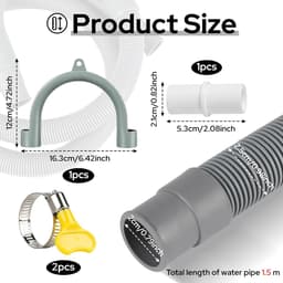 Afvoerslang verlengset - 1,5m - 5 stuks - met Bevestigingsklemmen en Bochtstuk - Geschikt voor wasmachine vaatwasser - Universeel — thumbnail 3