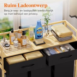 Dailygoods - Wasmand 3 Vakken - 120L Wasverzamelaar met Plank en 2 Laden — thumbnail 4