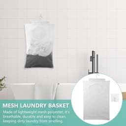 Dailygoods - Duurzame waszak - Op te hangen wasmand - Doorzichtige mesh-polyester - Wit - Zelfklevende haken - Perfect voor organisatie - Ideaal voor... — thumbnail 3