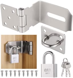 Dailygoods- Deurslot 90-graden - Roestvrij Stalen Tuinpoortslot - Slaapkamerdeurslot - Deurvergrendeling - Extra Beveiliging - Inclusief 3 Sleutels en Schroeven - Poortslot — thumbnail 1