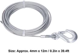 Dailygoods- Lierdraadkabel Gegalvaniseerd - Roestvrij Staal - 4 Mm X 12 M - 2000LBS Sterkte - Lierkabel Vervanging - Zelfsluitende Haak - Trekkabel — thumbnail 5