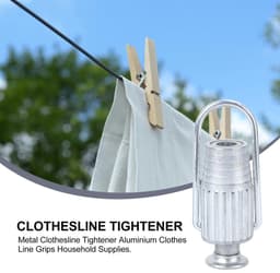 Dailygoods- Waslijn Aanscherper Set van 2 - Aluminium - Duurzaam - Huishoudelijke Leveringen - Kledinglijn - Sterke Constructie - Waslijnspanner — thumbnail 4