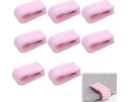 Set van 8 dekbedclips — Antislipbevestigingen voor het vastzetten van dekbedden; ook geschikt voor dekens, lakens, gordijnen, sokken en matrashoezen (roze)