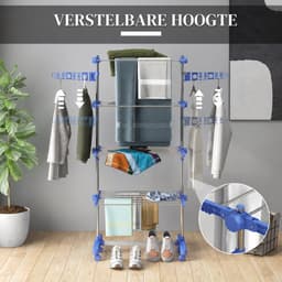 Novari - Verticale waslijn - Wasrek - Droogrek - Droogtoren - Droogrek inklapbaar - 4 droogniveaus - 142x55x172cm - RVS frame — thumbnail 5