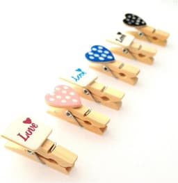 Houten Mini Wasknijpers Hartjes 24 Stuks met Jute Touw 2,4m — thumbnail 4
