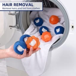 Wasmachine Haarverwijderaar - Wasballen Set - Kleding Reinigen - Herbruikbaar Ontschilferend Ontwerp - 10 Stuks - Oranje Blauw — thumbnail 4