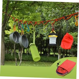Kampeerwaslijn Set - Waslijn Touw - Buiten Kleding Drogen - Draagbaar Met Opbergtas - 3x 190 cm - Kleurrijk — thumbnail 2