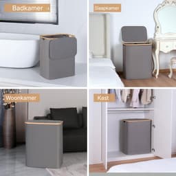 REN® Wasmand 2 Vakken - Wasmand - Wassorteerder - Grijs - 40cm x 20cm x 60cm — thumbnail 3