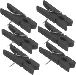 Houten Pushpins Clips - Decoratieve Spelden - Ambachtelijke Projecten - Veelzijdig Bevestigingsmiddel - 50 Stuks - Zwart — thumbnail 1