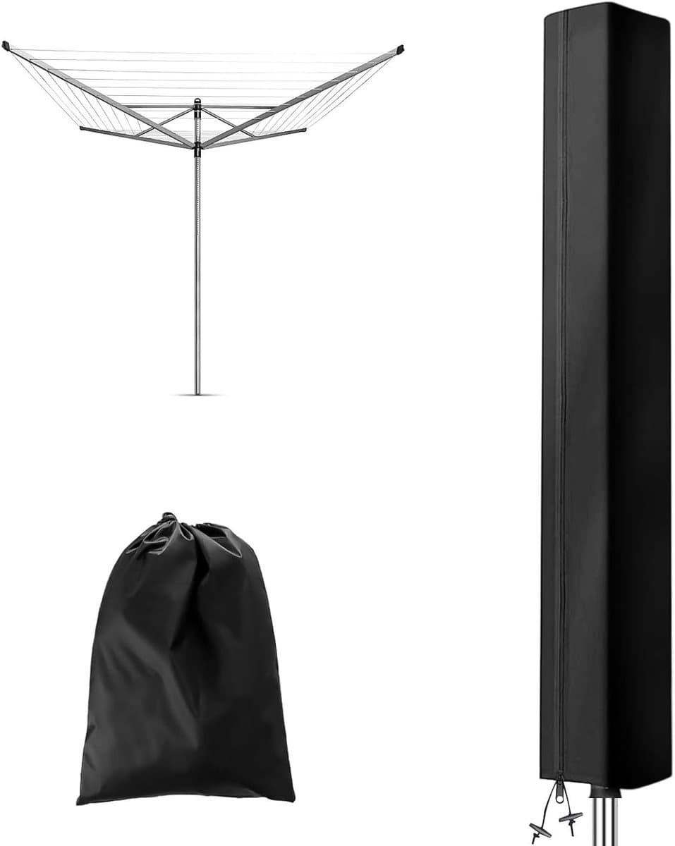 Waterdichte Beschermhoes voor Wasdroger van 420D Oxford, UV-Bescherming, Versterkte Zomen, Geschikt voor 4 Armen (165 x 16 x 16 cm) — afbeelding 1