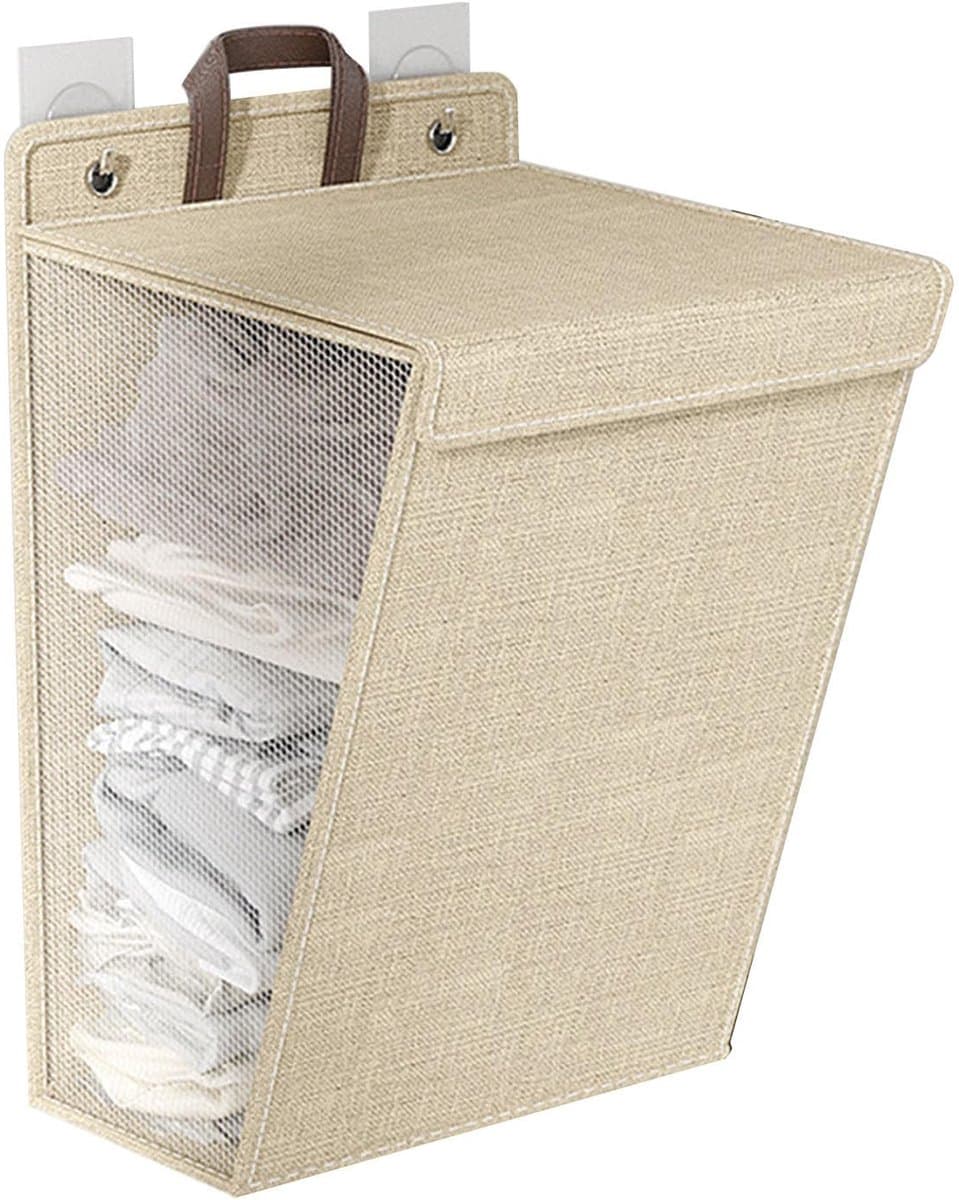 Opvouwbare wasmand voor aan de muur - Beige - Grote capaciteit — afbeelding 1