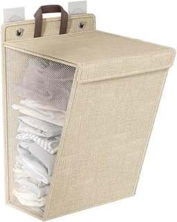 Opvouwbare wasmand voor aan de muur - Beige - Grote capaciteit — thumbnail 1