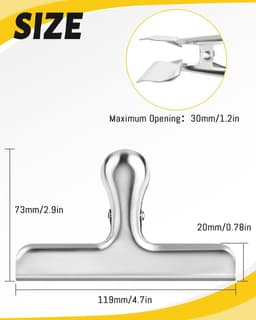 4 stuks - roestvrij staal afdichting klem - sterke afdichting klem - verfrissende vochtbestendige voedsel klem - geschikt voor map T klem - L + M - zilver — thumbnail 3
