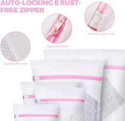 Set van 5 mesh waszakken - inclusief 1XL 2L 2M maten - roze kleur - geschikt voor delicate items - bh's - blouses - schoenen en babykleding — thumbnail 5