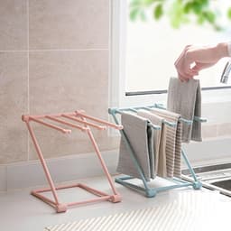 Multifunctioneel Vouwbaar Droogrek voor Keuken, Ventilatie en Stabiliteit met Meerdere Kleine Handdoeken (Lichtroze) — thumbnail 3