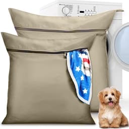 Honden- en kattenwaszak, voorkomt verstoppingen in de wasmachine, ideaal voor huisdierbedekking en dekens, beige — thumbnail 3