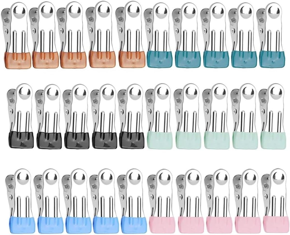Roestvrijstalen Wasknijpers Set van 30 Stuks - Duurzame Kledingknijpers voor Handdoeken, Kleding en Sokken — afbeelding 1