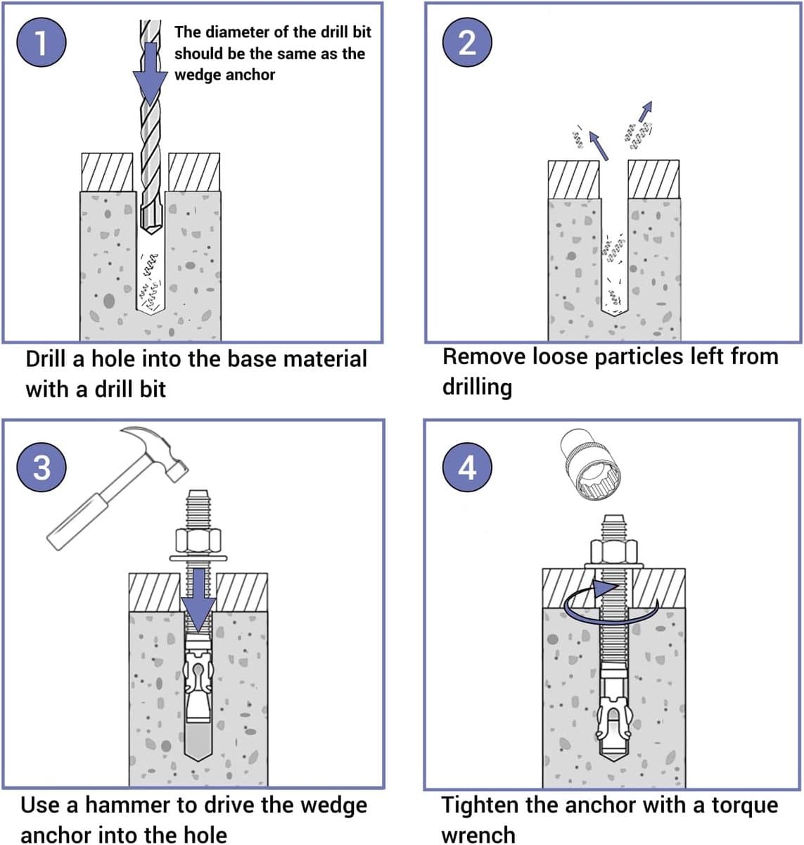 Wigankers M10 - Metalen pluggen boutanker - Metselwerk bevestiging - Beton uitbreidingsanker - 120 mm - Zilver — afbeelding 1