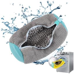 Schoenwaszak Wasmachine – wasnet voor schoenen met 360° reinigingskwast en ritssluiting, anti-vervorming, grijs — thumbnail 1