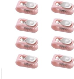 Set van 8 antislip, naaldvrije clips voor dekbedovertrekken, te gebruiken voor het vastzetten van lakens, dekbedden, kleding, sokken, gordijnen en dekbedovertrekken. Roze. — thumbnail 1