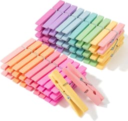 Houten Wasknijpers - Kleding Pinnen - Kleding Ophangen - Roestbestendige Spelden - 7.5 cm - Pastel Kleuren — thumbnail 1