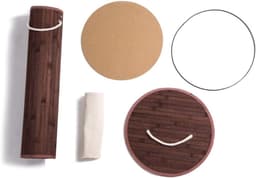 Grote Ronde Bamboe Wasmand 1 vak met Deksel & stoffen Waszak - Bamboe wasbox wassorteerder Rond - Inhoud wasmand 80 liter - Wasmand voor wasgoed - Wasmanden Opvouwbaar - Wasmand met deksel - Kleur Wasmand: Bruin - Decopatent — thumbnail 5