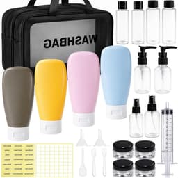 25-delige herbruikbare reisflessenset voor toiletartikelen, lekdicht, met waszak en mini-flessen voor veilig reizen — thumbnail 1