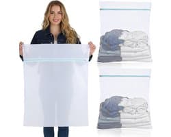 Grote Waszakken van 60 x 80 cm voor Wassen van Kleding, Bedlinnen en Handdoeken - 2 Stuks met Rits