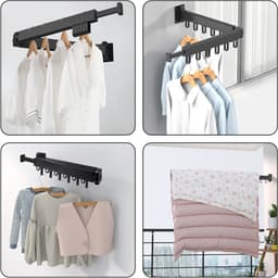 Opvouwbaar Wanddroogrek voor Kleding - Ruimtebesparend Droogrek voor Binnen en Buiten - Sterk en Duurzaam - Ideaal voor Balkon, Badkamer en Slaapkamer — thumbnail 4