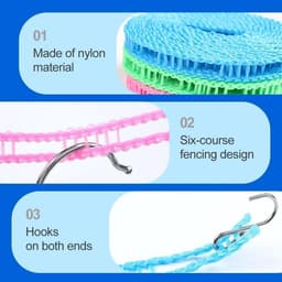 Outdoor Nylon Waslijn 5 Meter - Antislip Winddichte Kledinglijn voor Camping en Terras - 3 Stuks — thumbnail 2