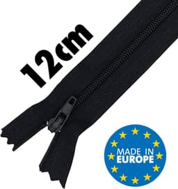 Nylon Ritssluitingen - Kleding Rits - Kleding Maken - Met Metalen - 5 Stuks 12cm - Zwart — thumbnail 3