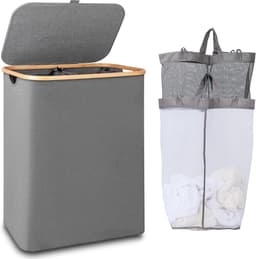 KAD® Wasmand 2 Vakken - Wassorteerder - Wasmand 150L - Grijs - 40cm x 20cm x 60cm — thumbnail 1