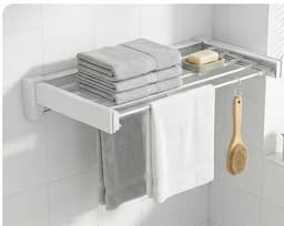 Linkforu Uitschuifbaar Droogrek - Was Hangrek - Wandmodel Met 5 Stangen - Ideaal Voor Balkon Badkamer En Wasruimte - 1 Mtr. — thumbnail 1
