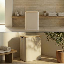 Alles & Co. XXL Wasmand 141 Liter - 3 Vakken Wassorteerder - Met Uitneembare Waszakken - Bamboe & Beige — thumbnail 4