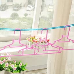 Dailygoody - Kleding drogen touw - Winddicht - Draagbare waslijn - 3 rollen 5 meter - Antislip - Geschikt voor binnen en buiten - Blauw, Roze, Gr — thumbnail 4