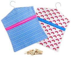 Dailygoody - Wasknijperzakken - 2 stuks - Draagbaar en op te hangen - 30 cm x 33 cm - Meerkleurig - Ideaal voor wasknijpers - Handig voor binnen en bu.